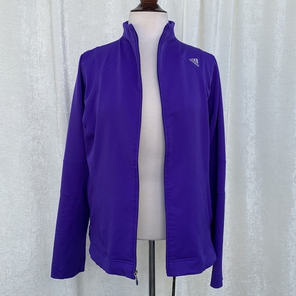 Adidas Climalite Purple Mock Neck Zip Up Training Jacket - Picture 5 of 11